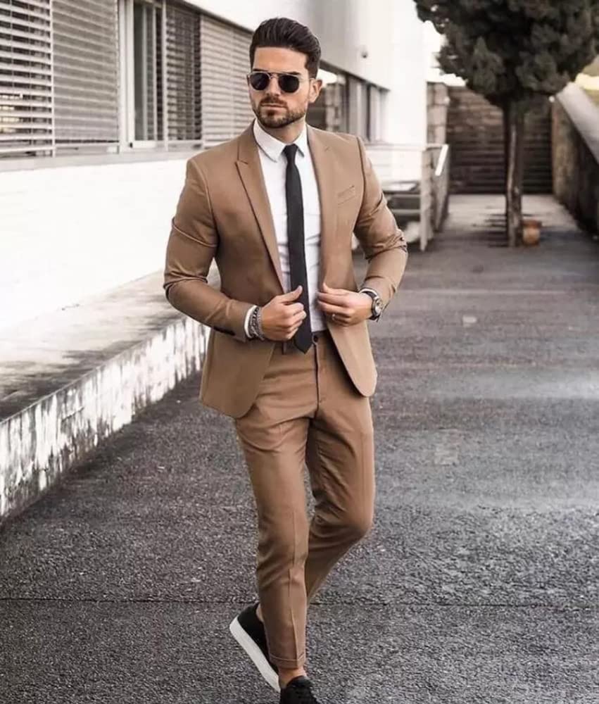 Uomo Abito da Sposa Due Pezzi Set Prom Business Giacca Pantaloni per Casual