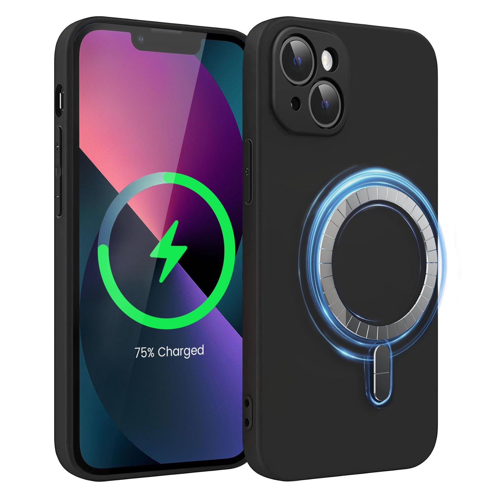 ICOVERI Funda Silicona Magnética para iPhone 13 Pro, Compatible con Magsafe, Imanes Incorporados, Prueba de Golpes, Antiarañazos, Protección cámara. Carcasa Silicona Colores (iPhone 13 Pro, Negro) — view 17