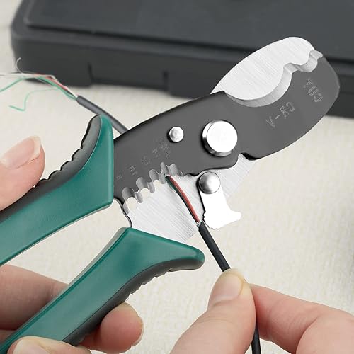 Miniatura 5 de Cortadores y pelacables de alambre, pelacables de precisión Awg, herramienta pelacables eléctrica resistente, negro, acero al cromo vanadio CR-V