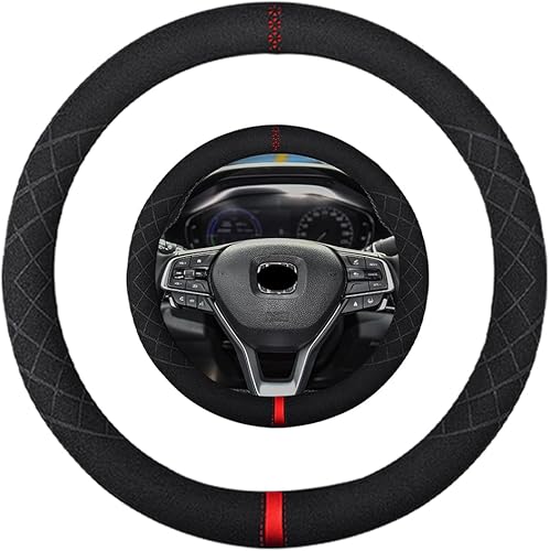Funda de gamuza para volante, compatible con Honda Accord Civic CR-V Pilot Odyssey Fit Ridgeline Suede Leather Sport antideslizante, accesorios