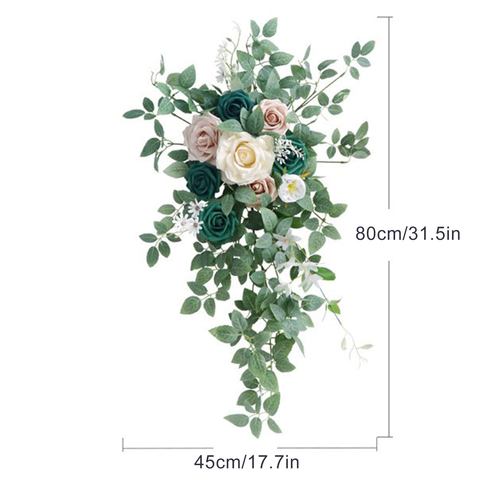 Set di 2 Fiori Artificiali per Decorazioni da Tavolo per Matrimoni, Arco Nuziale e centrotavola Versatili per tavoli, Ghirlanda di Verde, Composizione Floreale e Decorazioni per la tavola (Verde)
