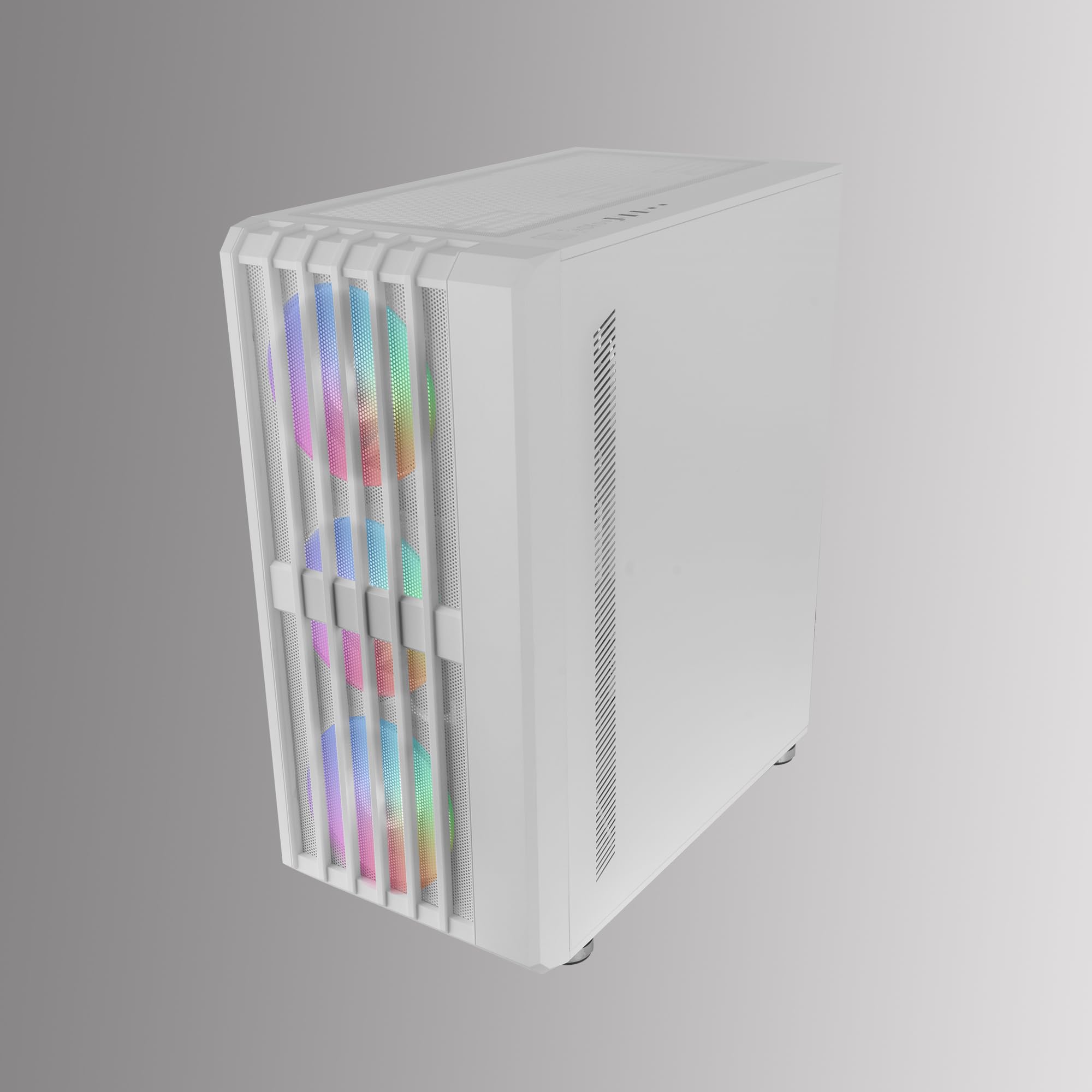 MARSGAMING MC-VAULT, Case Gaming ATX, 4x Ventole ARGB 120mm, Pannello Frontale Mesh con Design Verticale, Finestra Laterale Vetro Temperato, 3x Slot PCI Verticali, Semitorre PC Professionale, Bianco - Vista 6