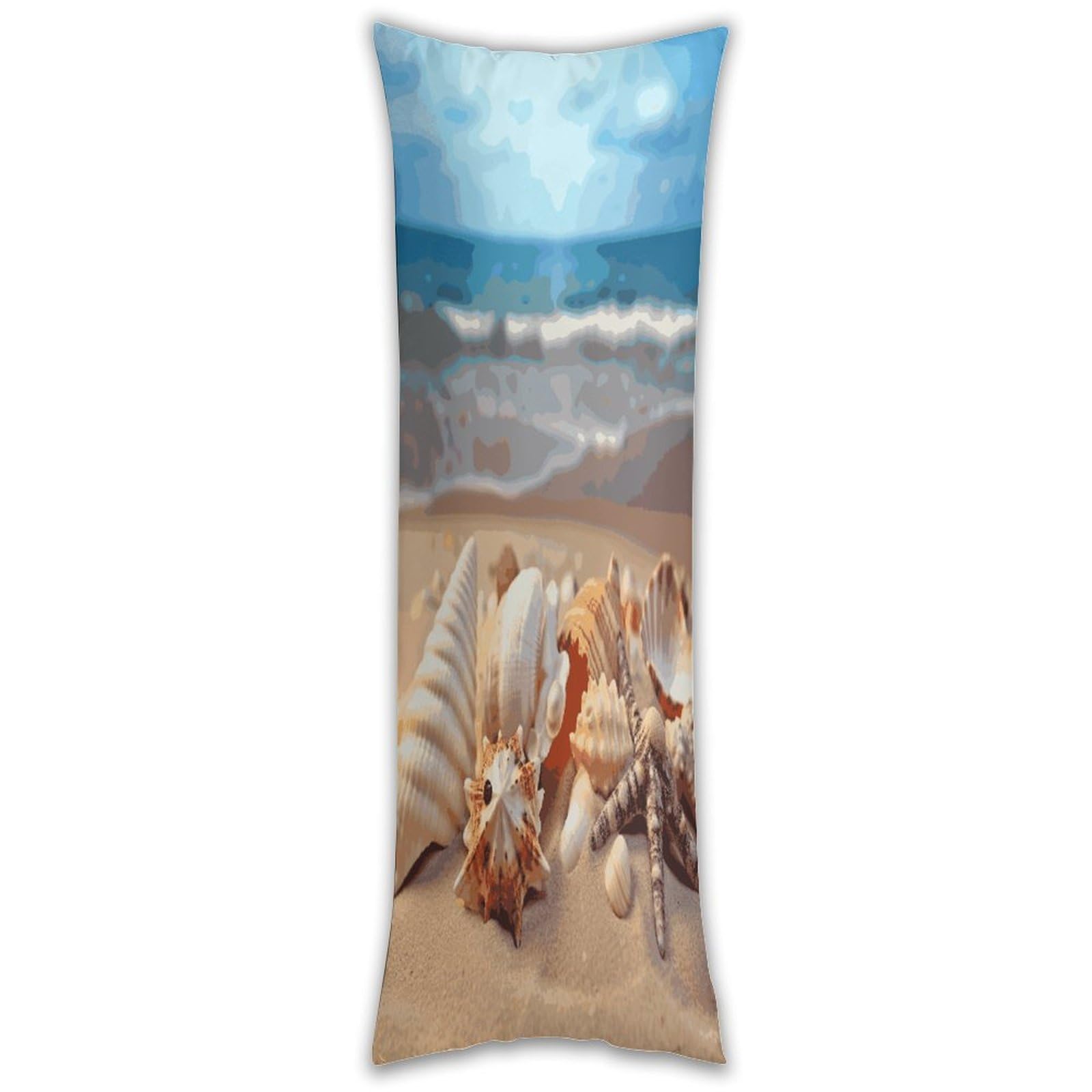 Seashells on The Sandy Beach Long Pillow Case with Zipper Ultra Soft Microfiber Long Pillow Cover Breathable Body Pillow Protector Soft Wrinkle Pillowcase for Bed Sofa Bedroom 53 X 19 in