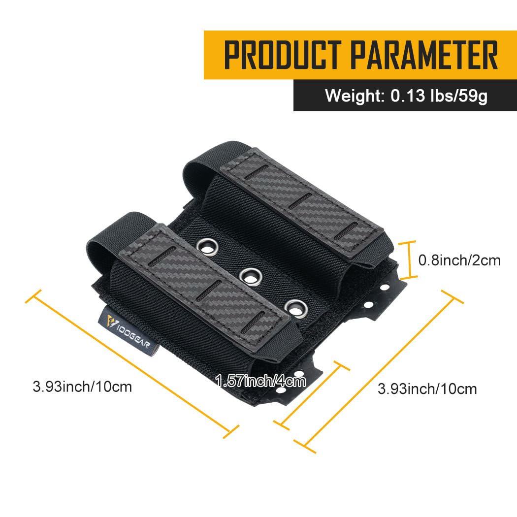 IDOGEAR Pistol Mag Pouch Molle Magazine Pouch 9MM Double Stack Elastic Magazine Holster with Inner Loop Panel Laser-Cut Hardshell Mag Carrier (Black) - Image 4