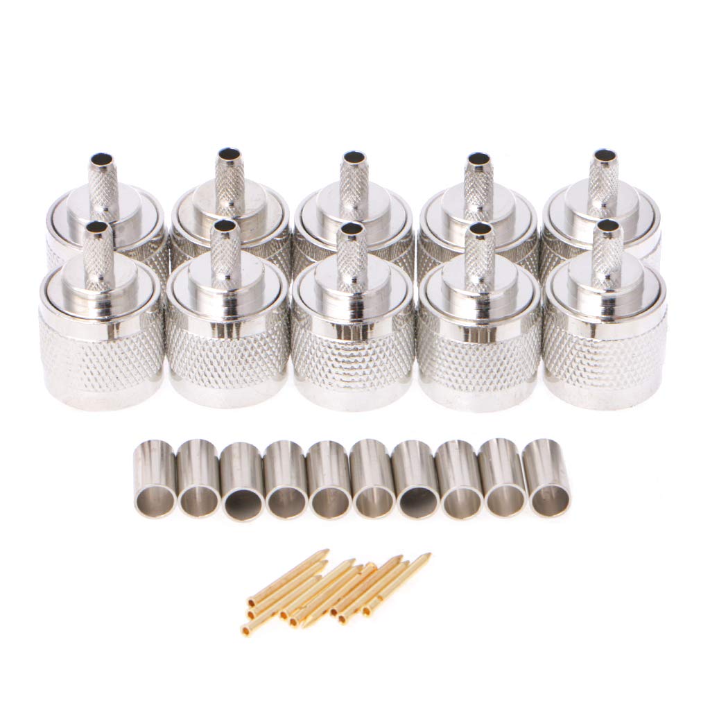 N Spina Maschio Crimpare RG58 RG142 LMR195 RG400 Cavo coassiale Connettore Dritto 10Pcs