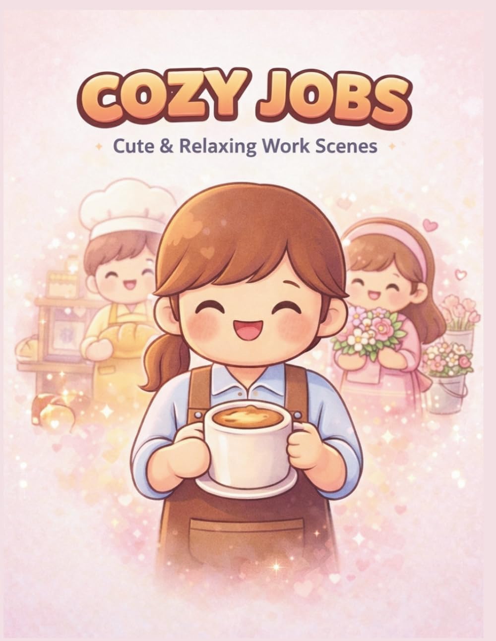Cozy Jobs Coloring Book: Cute & Relaxing Work Scenes • Easy Bold Designs for Stress Relief (Cozy Escape Coloring Series)