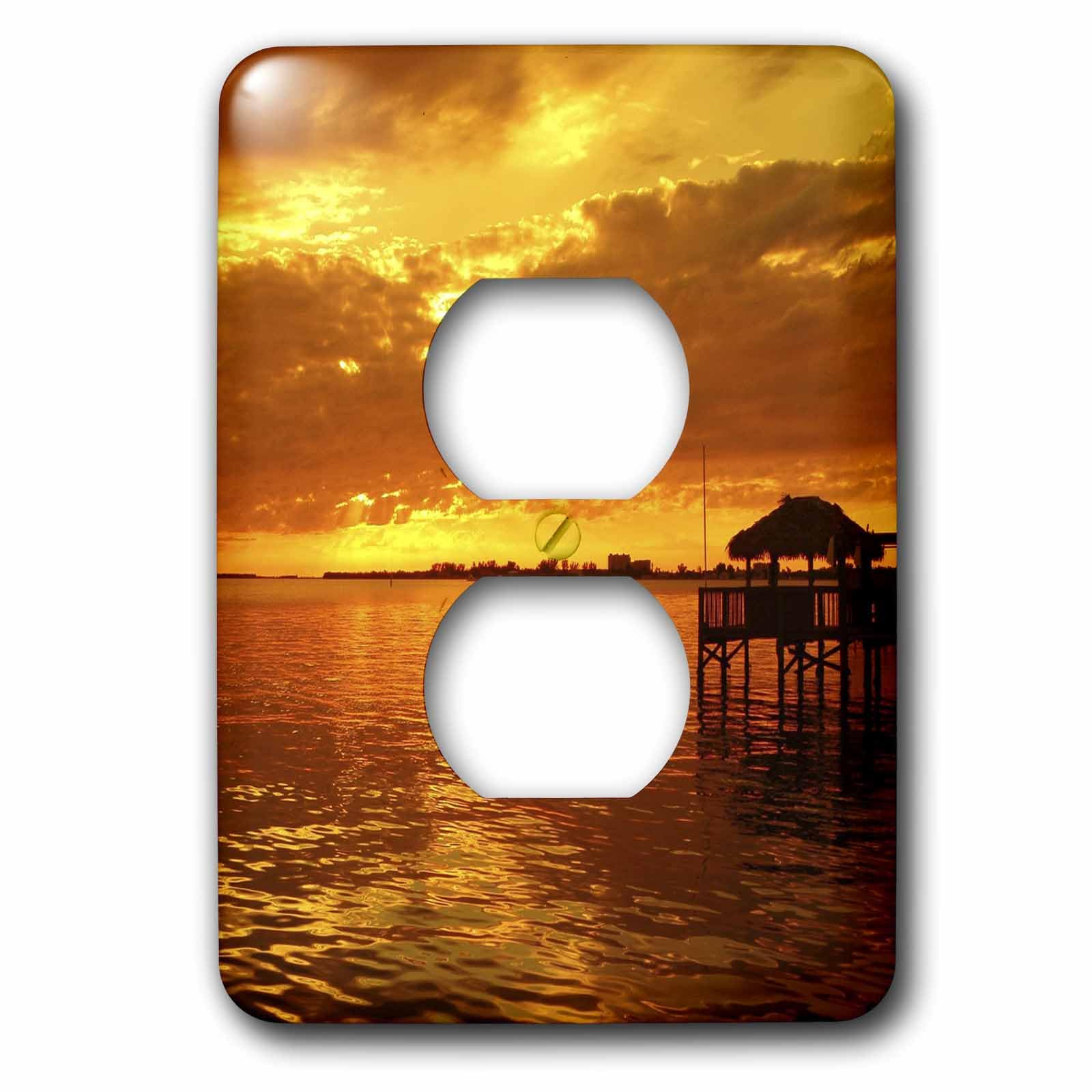 Orange N Sunset chapeau Tiki plaque 2 prises pour decoration murale