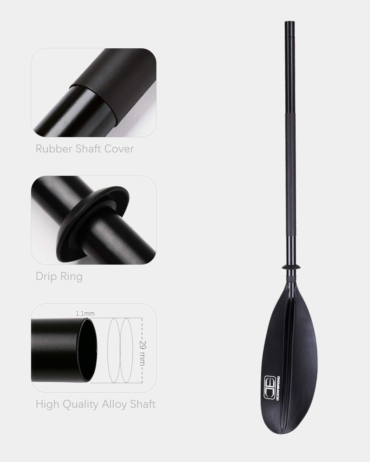 OCEANBROAD Kayak Paddle 218cm/86in - 230cm/90.5in - 241cm/95in Alloy Shaft Kayaking Boating Oar with Paddle Leash 1 Paddle : Sports & Outdoors