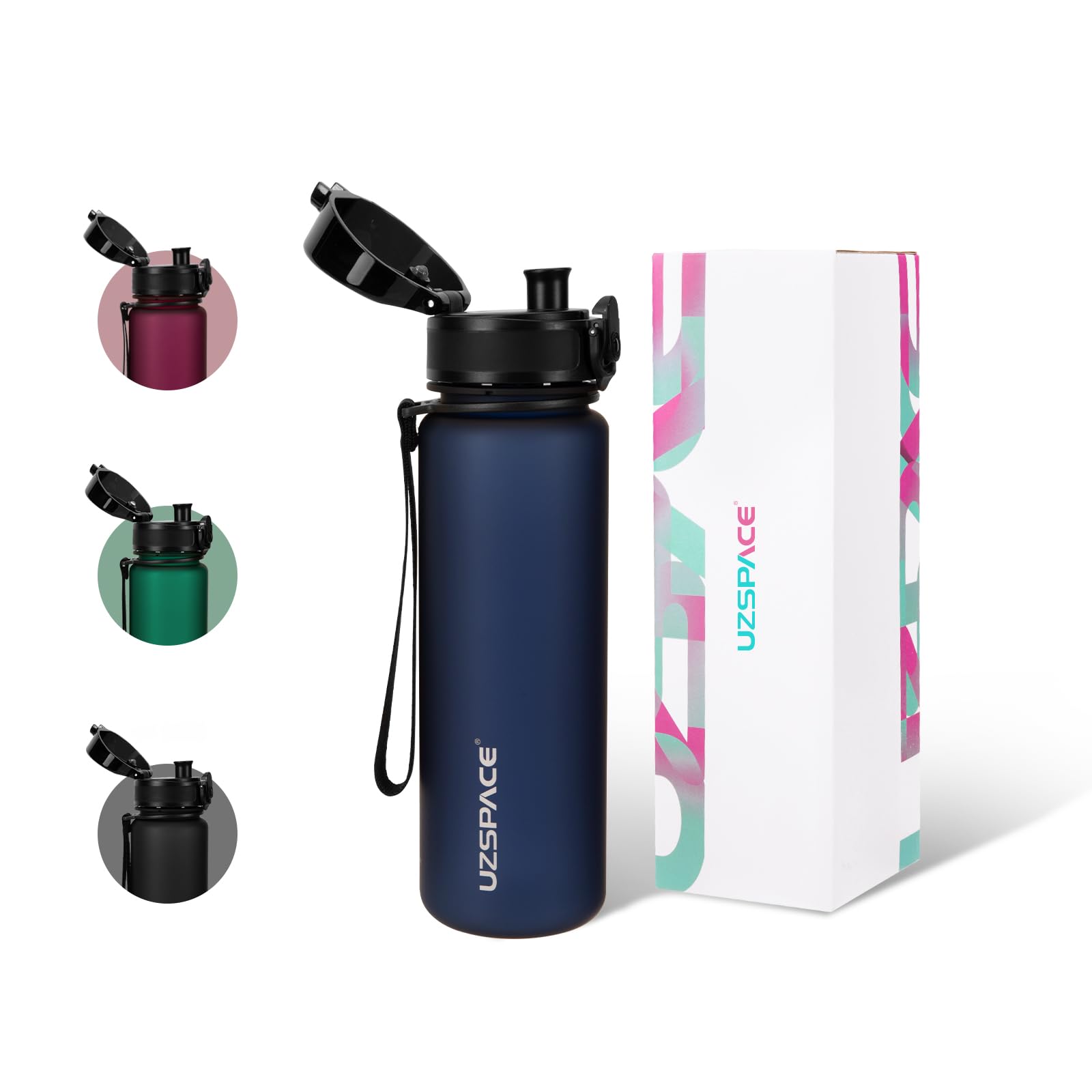 UZSPACE Botella Agua Deportiva,500ml/800ml/1000ml/1.5l, Tritan Botella Agua Sin BPA. Evitar Fugas de Agua y Ideal para el Ejercicio y los Deportes al Aire Libre — view 19