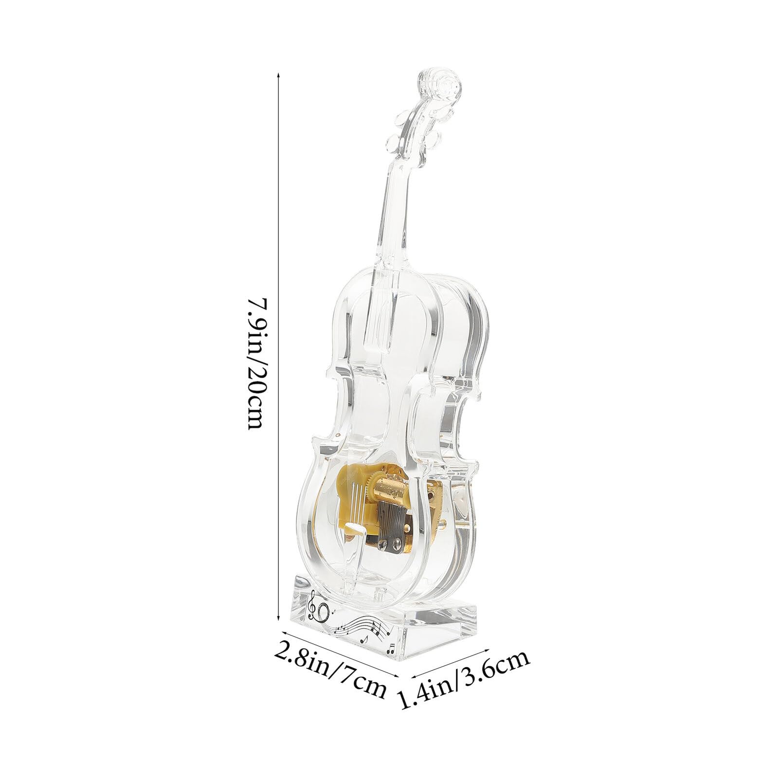 Toyvian Carillon a Forma di Violino in Acrilico Trasparente Carillon da Tavolo Ornamentale Delicato Suono Meccanico Decorazione Creativa per Casa e Regalo di Compleanno
