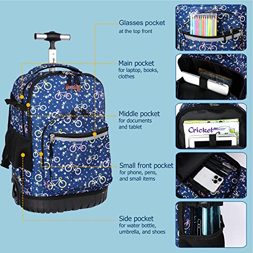 seastig Rolling Backpack 18in Wheeled Backpack Roller Backpack Carry-on Bag Laptop Backpack for Adults Kids School Trip3