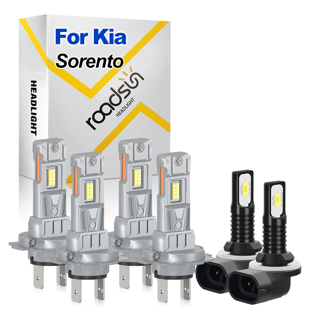 Bombillas LED Para Faros Delanteros, 120W, 12V, H7 Luz de carretera y luz de cruce, 881 Luz Antiniebla, Luces LED anti-deslumbramiento, resistente a polvo/lluvia, For Kia Sorento 2014-2018