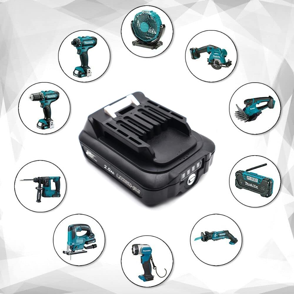 2 Baterías 12V 2.0Ah Para Makita BL1021B – Larga Duración Y 12 Meses De Garantía (Repuesto Oficial Compatible)