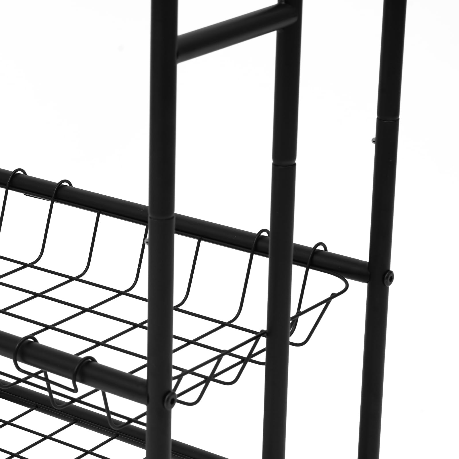 Porte-serviettes debout noir avec 3 porte-serviettes et 2 étagères en fer pour chambre à coucher, salle de bain, salon