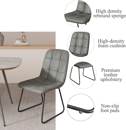 Miniatura 6 de Juego de mesa de comedor de 47.2 pulgadas para 4, mesa de comedor de madera moderna, 4 sillas de comedor de cuero, juego de 4 mesas y sillas, ideal