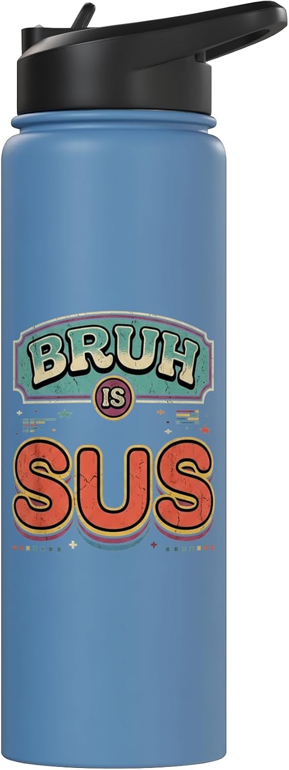 Bruh Is Sus Viral Gaming Memes |- Stainless Steel Insulated Water Bottle image 3