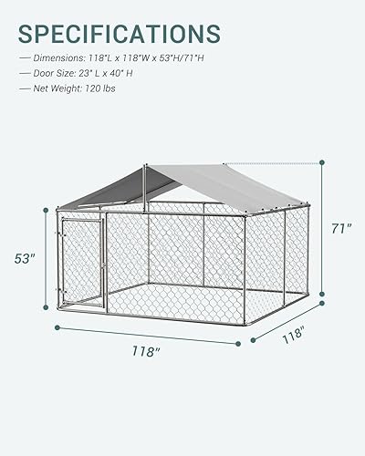 Miniatura 5 de IchbinGo Perrera grande para perros al aire libre jaula resistente para perros de acero galvanizado con cubierta impermeable resistente a los rayos