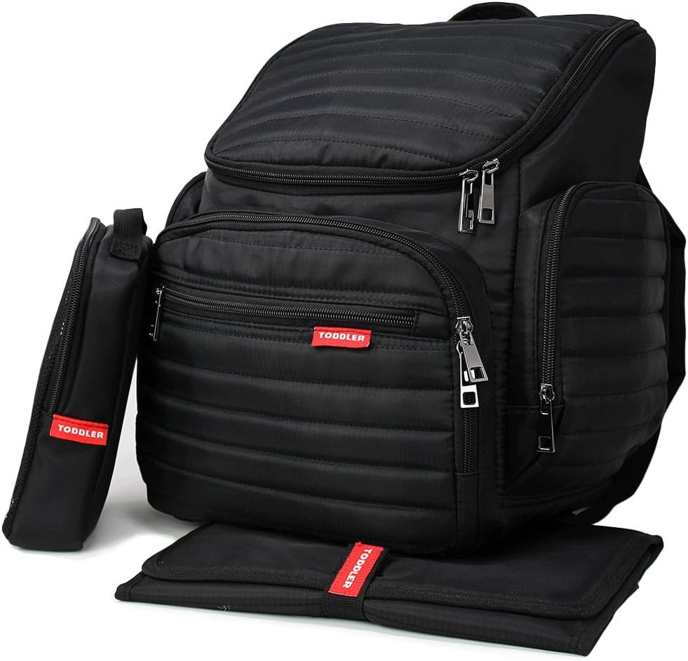 Toddler One Quilted Diaper Bag Maternity Backpack for Carry and Tote with Stroller Straps