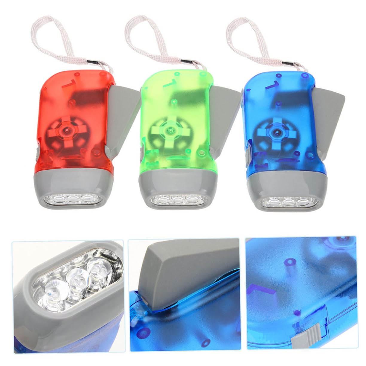 TOYANDONA Torcia a Manovella 5 Pezzi, Luce di Emergenza Portatile | Design Ergonomico e Leggero, Ricarica Manuale, Uso Outdoor e Quotidiano Stile Casuale