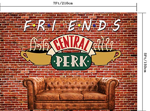 Capisco 7X5Ft Central Perk Friends Tv Show Theme Party Backdrop Red Brick Wall Retro Pub Sofa And Coffee Photography Background For Adult Birthday Ball Party Decorations Portraits Photoshoot Sco145B #TOP1