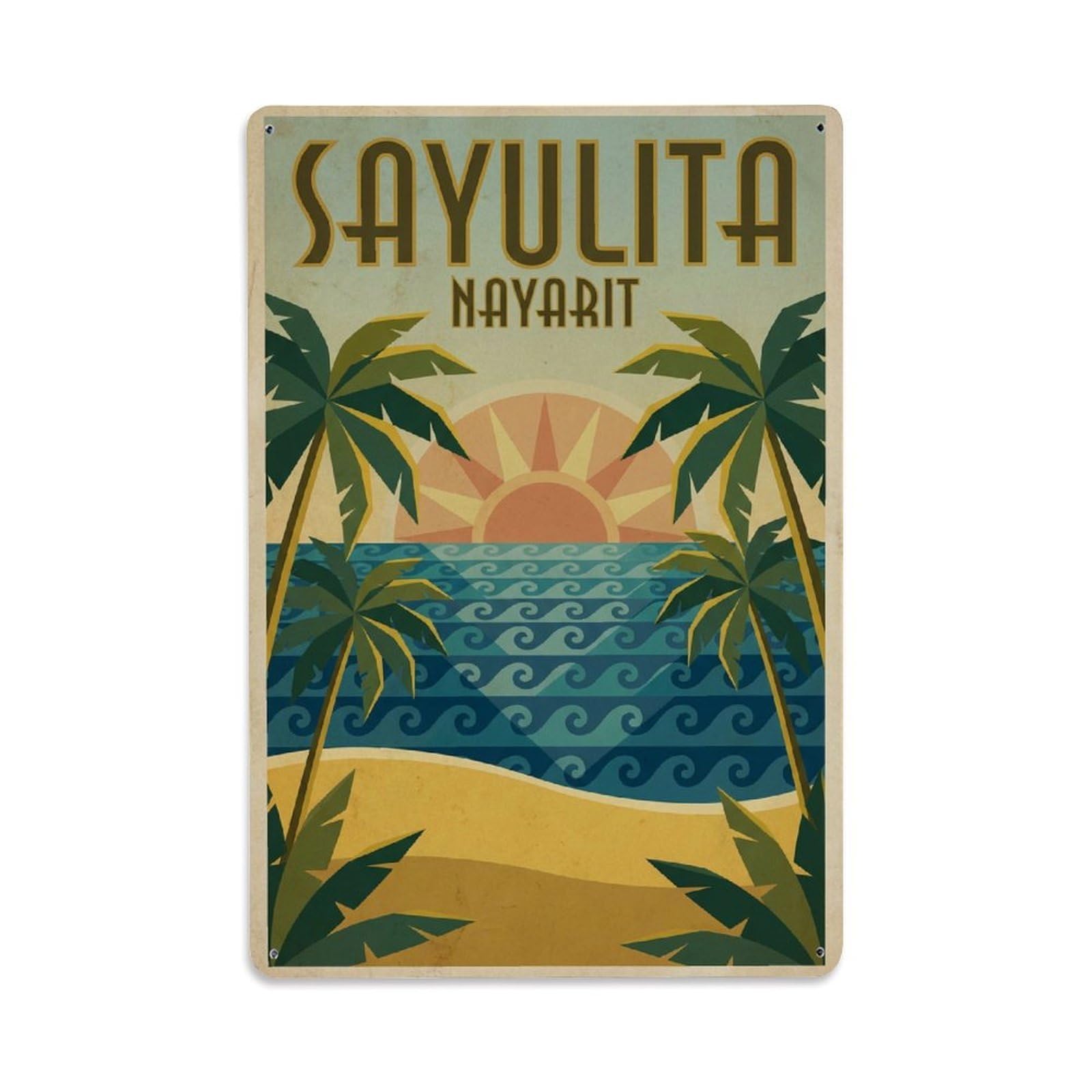 Xanthor Style Vintage Travel Mexico Sayulita Metal Tin Sign