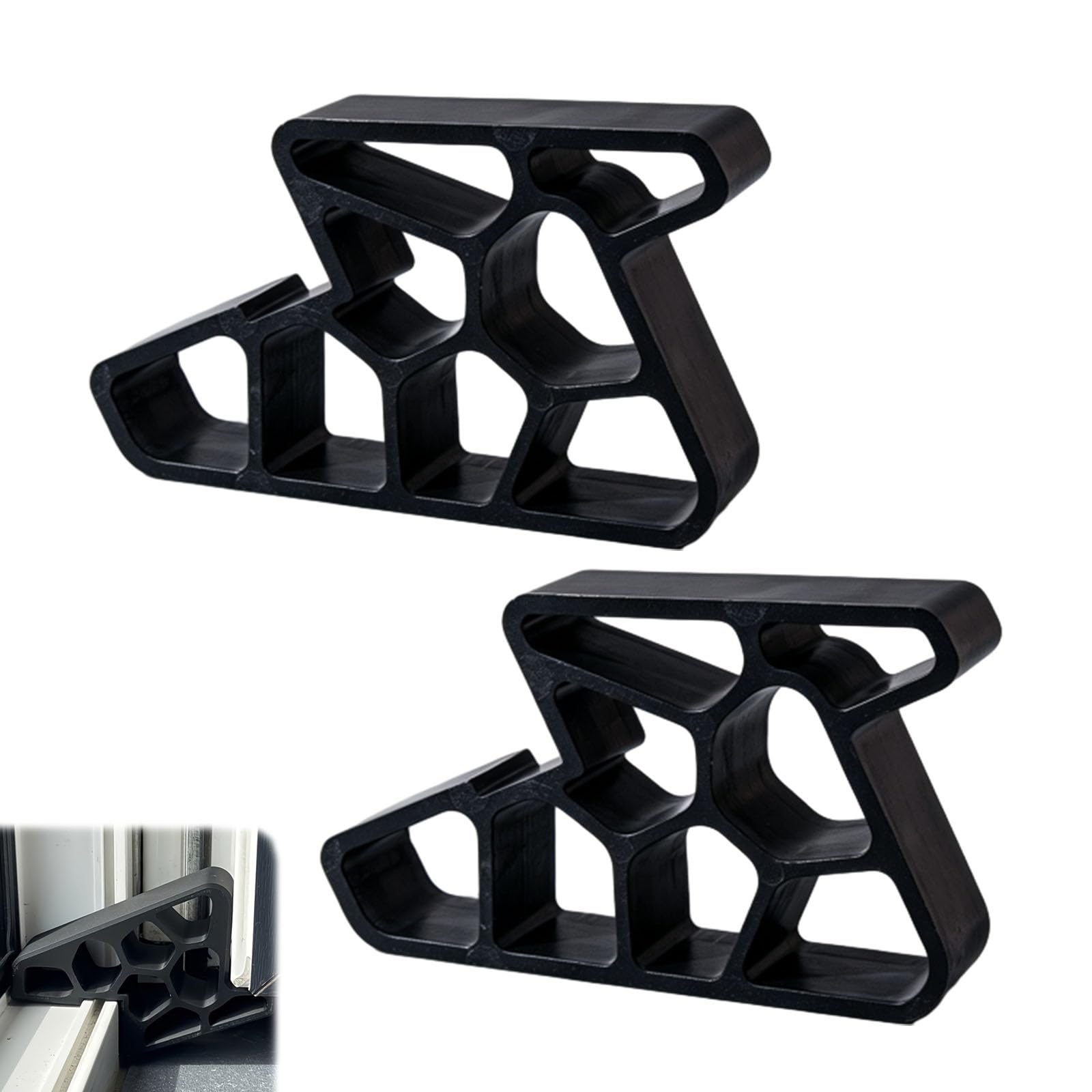 2/4 PCS Secure Track Door Stop, Window Stopper Wedge，Black