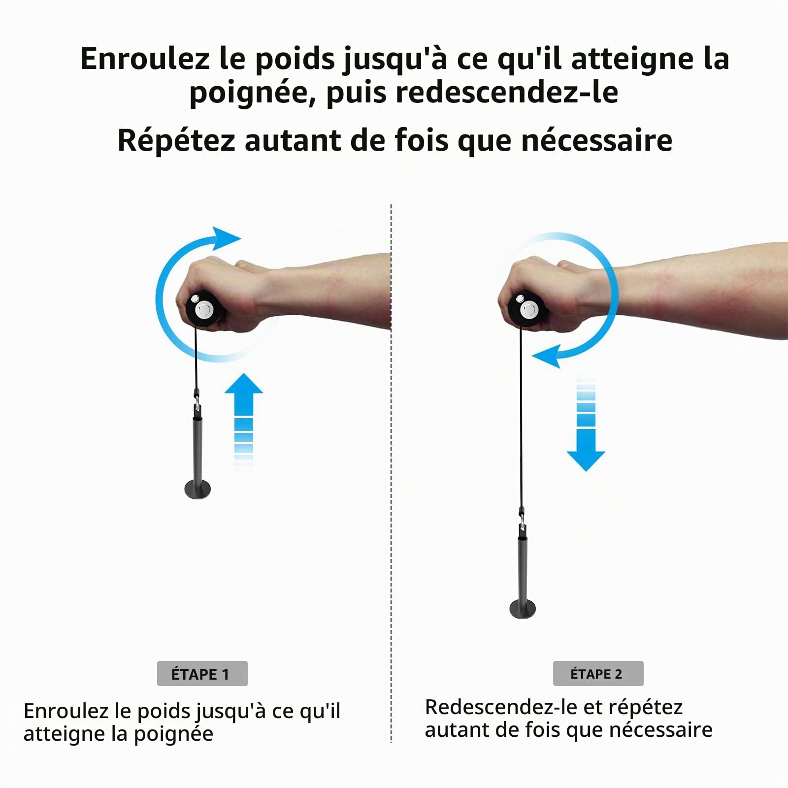 Wrist and Forearm Blaster, rouleau pour poignets et appareil de renforcement des avant-bras pour l'entraînement et la musculation, idéal pour le renforcement musculaire des mains