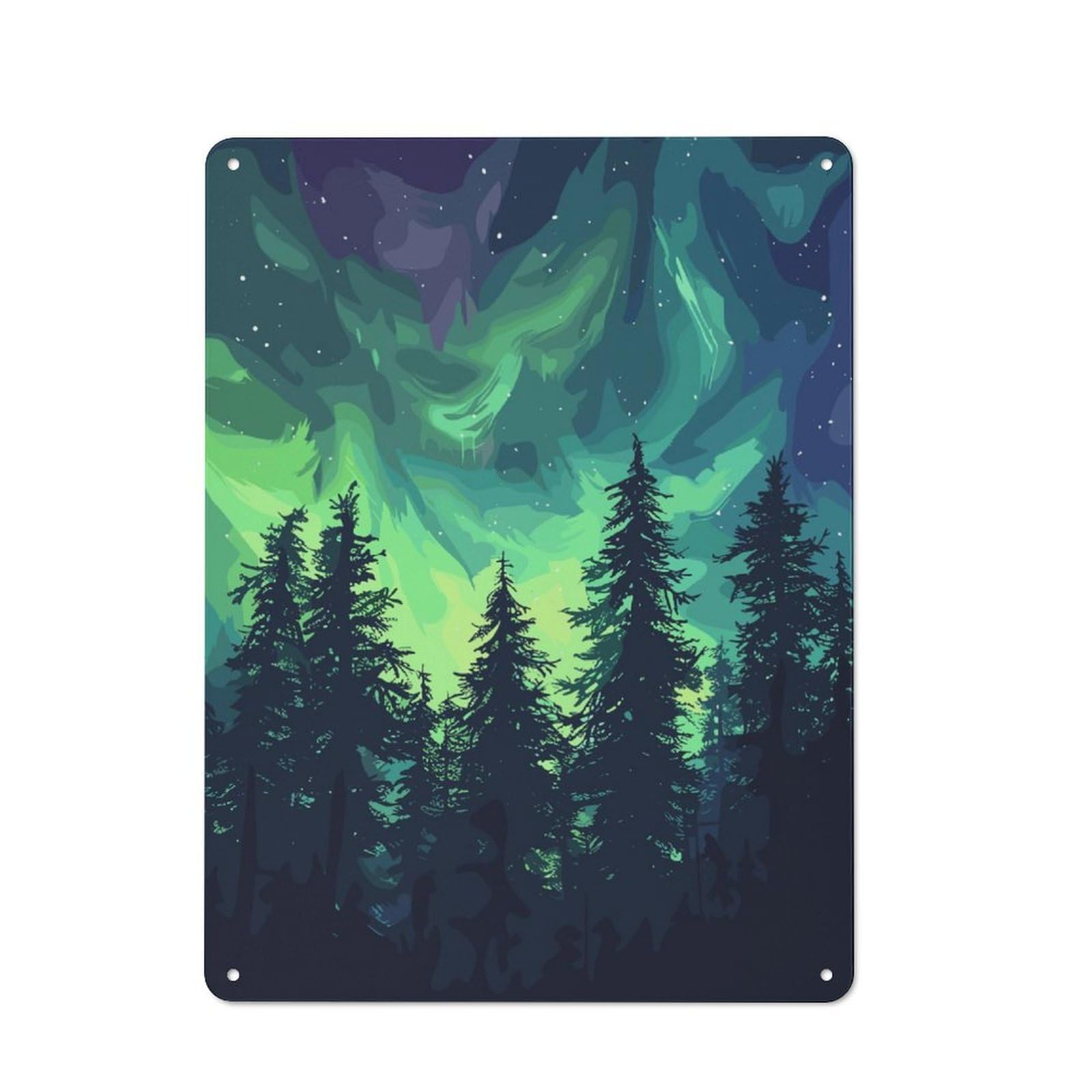 Junmoney Aurora Forest Metal Sign 40X30cm With For Pub Or Café, Retro Decor, For Cooler-Month Interiors With Retro Character