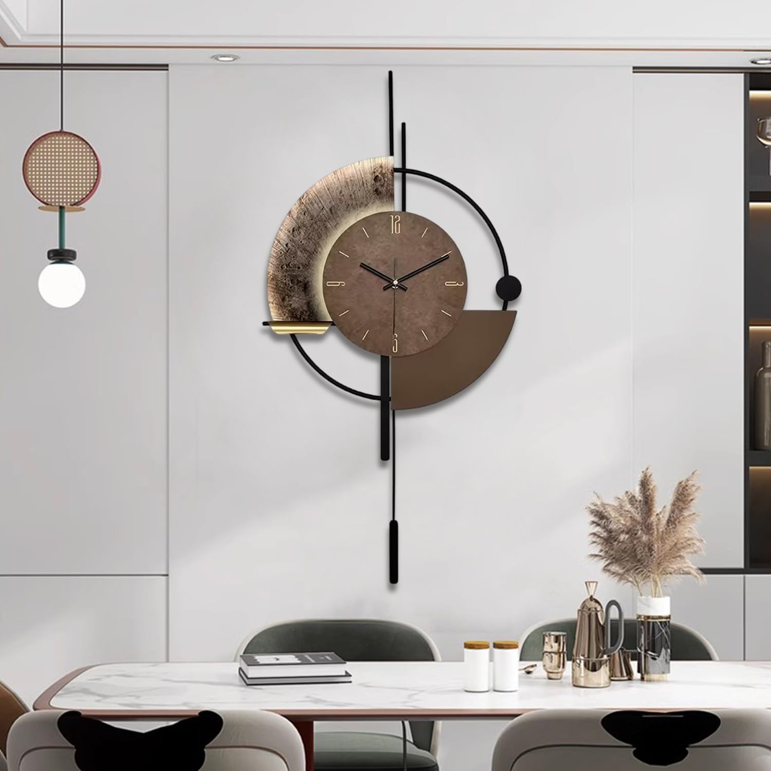 Orologio da parete, orologi decorativi con pendolo, silenziosa qualità al quarzo alimentata a batteria, grande orologio per soggiorno, cucina, casa, bagno, decorazione murale da camera da