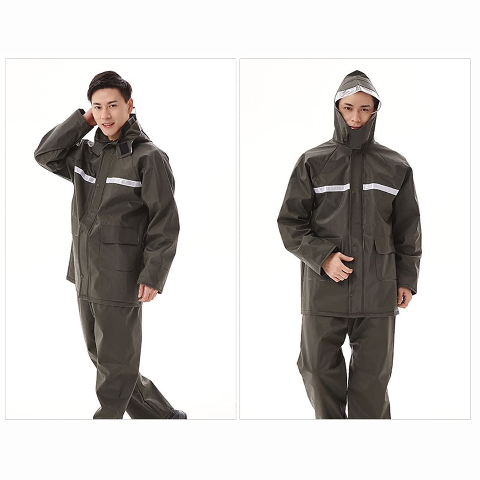 Traje de lluvia Hombres Comprobación de lluvia impermeable Chaqueta y pantalones Conjunto de lluvia a prueba de viento Abrigo de lluvia transpirable Unisex para senderismo, Ciclismo, Viajar, Pesca