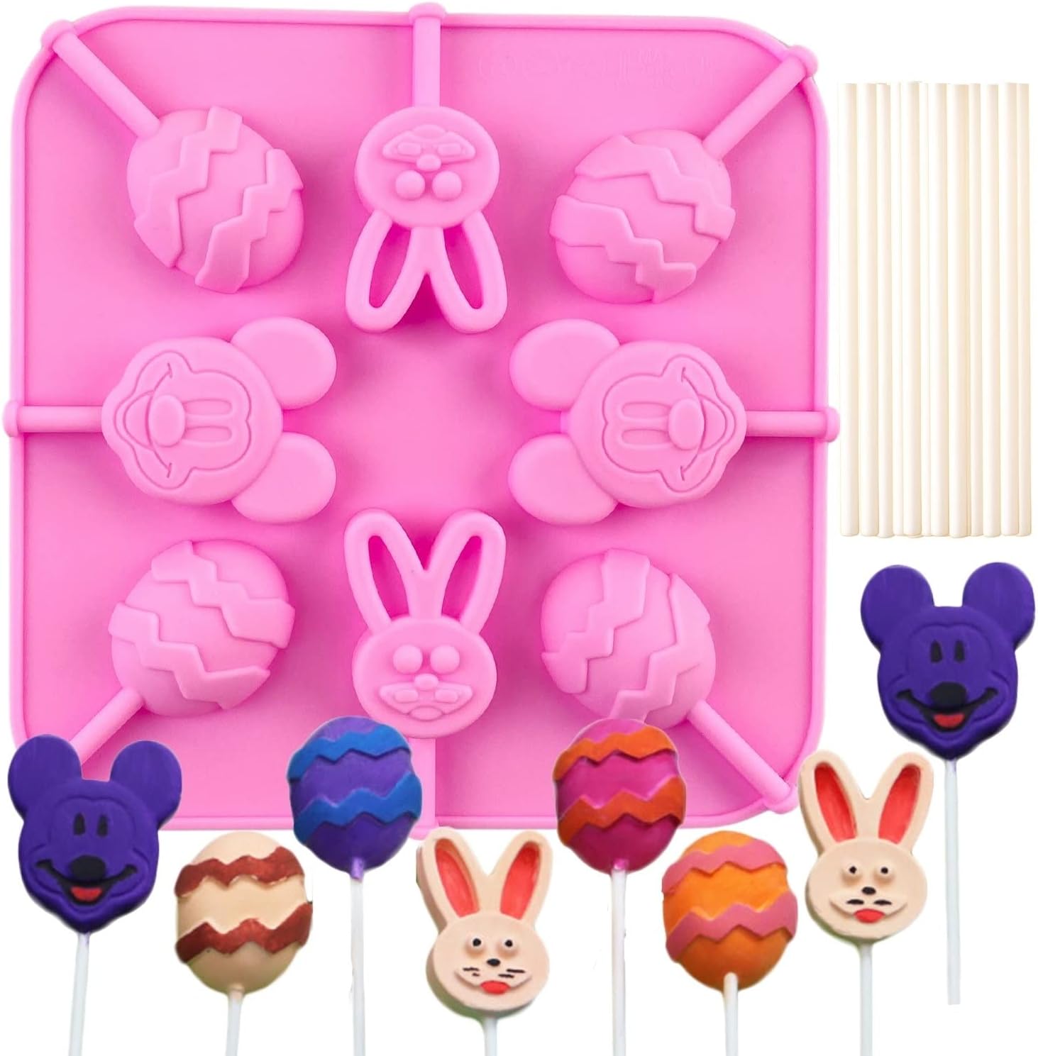Crethink 1 Piece Silicone Chocolate Lolly Mould 8 Cavity Egg,Rabbit