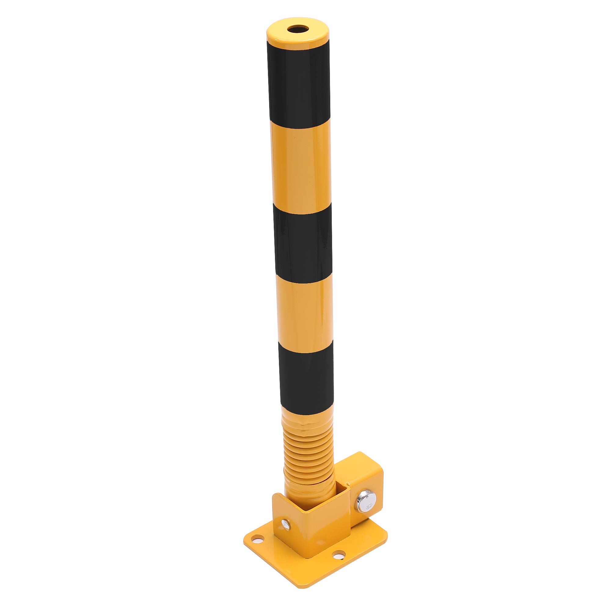 TOPWAY Bolardo de Bloqueo de Espacio para Estacionamiento de Automóviles con Resorte, Bloqueable Plegable Poste de Barrera de Parking de Coche, Amarilla y Negro, 60cm de Altura