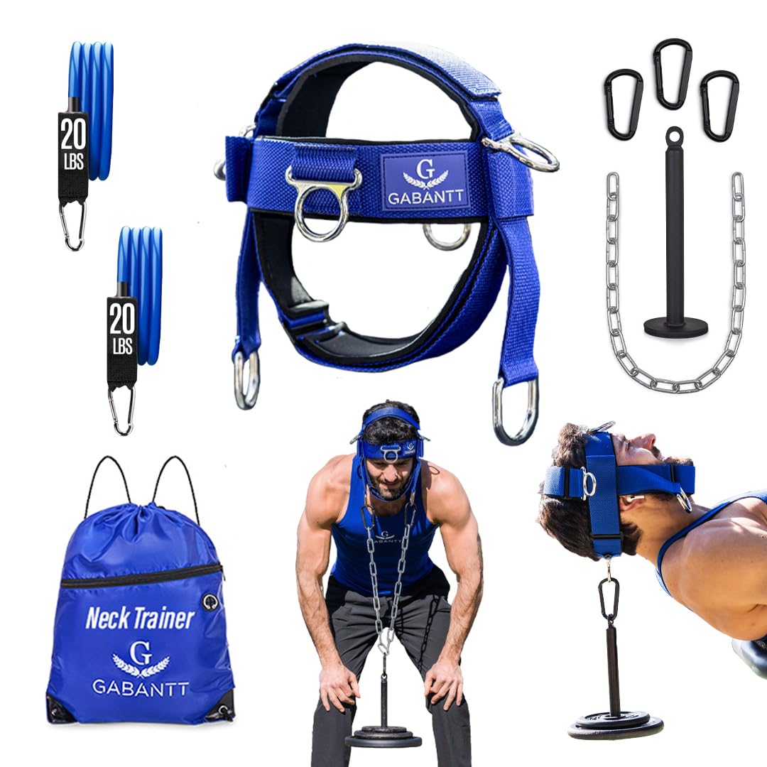 G Gabantt- Neck Exerciser and Neck Trainer. Adjustable Neck Harness Weight Lifting, 4 Way Neck Training - Head Harness for Neck Exercises and Neck Muscle Builder. Neck Strengthener Workout Equipment