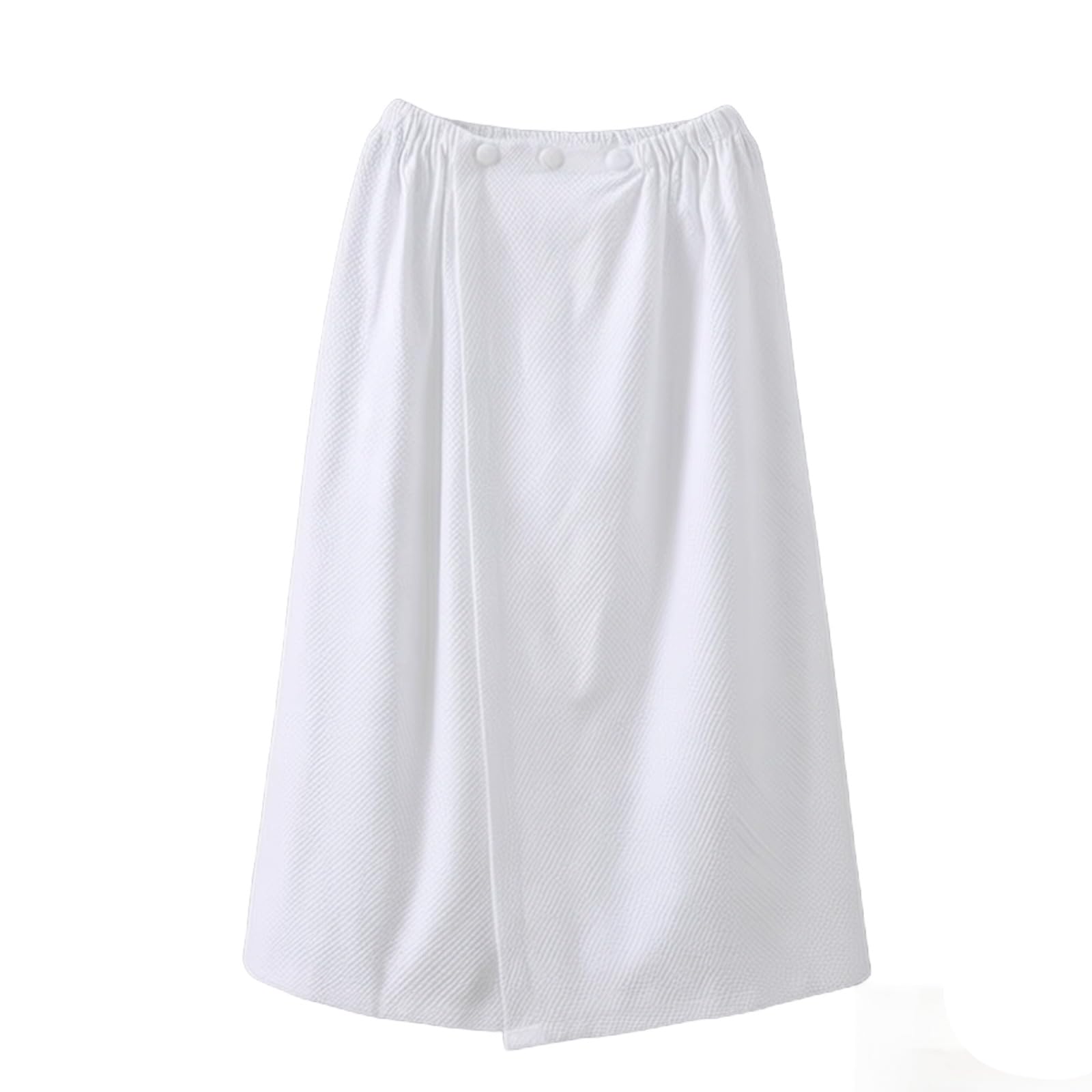 Generisch Damen Waffel Spa Bade-Wrap in Weiß, leichtes schnell trocknendes Handtuch-Wickelkleid, Verstellbarer Druckknopfverschluss, Einheitsgröße, bequem für Dusche und Bad
