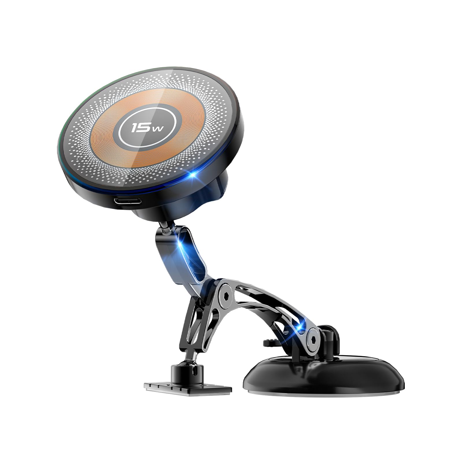 Photo 1 of Magnetic for MagSafe Car Mount 15W Wireless Charging, Magnetic Phone Holder for Car with Vacuum, 360°Adjustable Metal Head &Extension Rod, Cell Phone Holders for Your Car for iPhone17/16/15/14/13/12