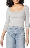 Amazon Essentials Women's Slim-Fit Long Sleeve Square Neck T-Shirt, Light Grey Heather, XX-Large