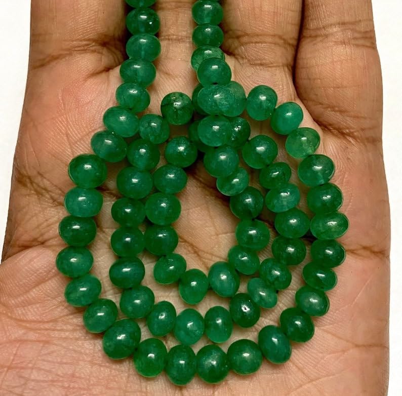 Perles rondes naturelles vertes 6x7mm en pierre véritable pour la création de bijoux chics