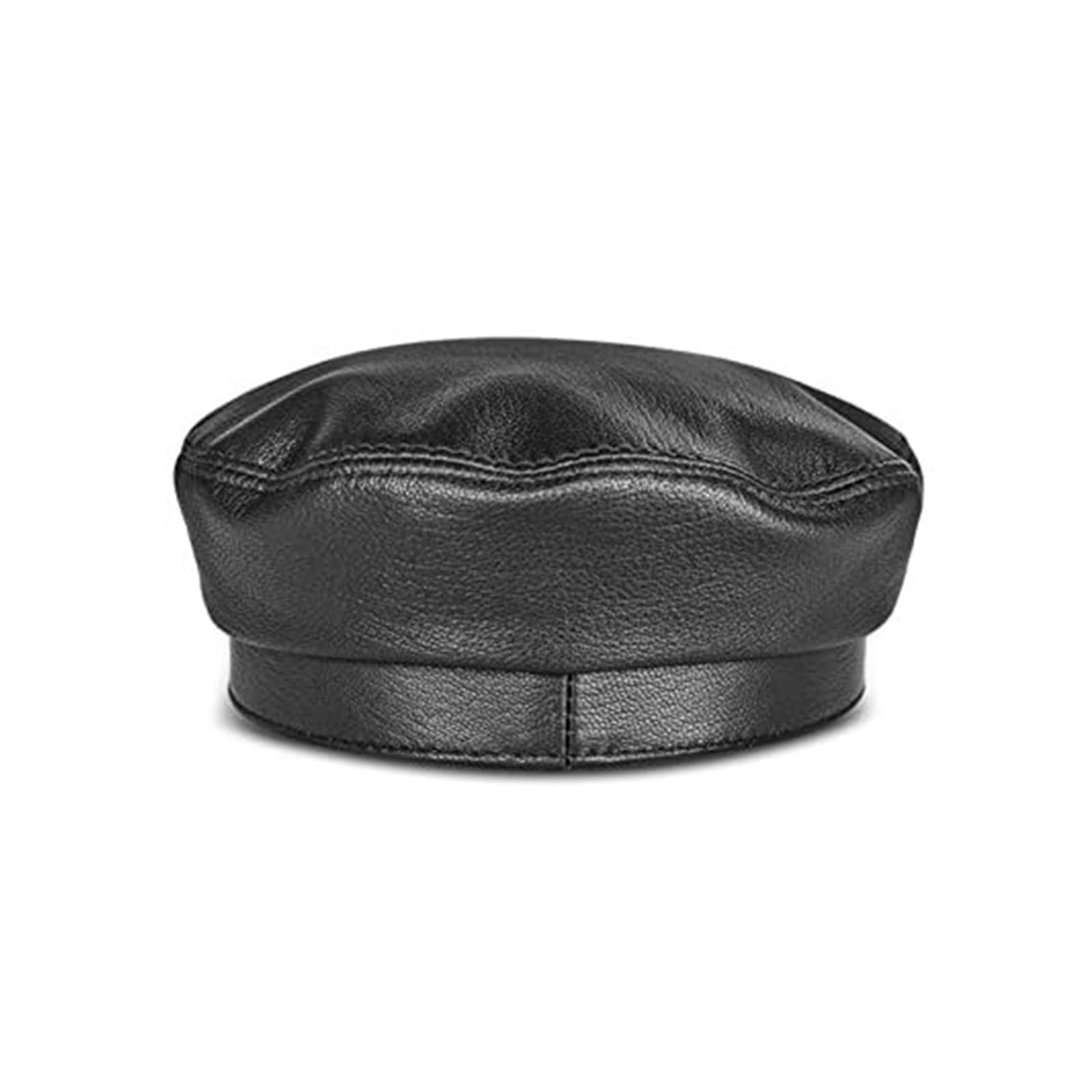 Man Genuine Leather Baseball Cap Hat Black Real Student Trucker Sport - Flat (XXL)