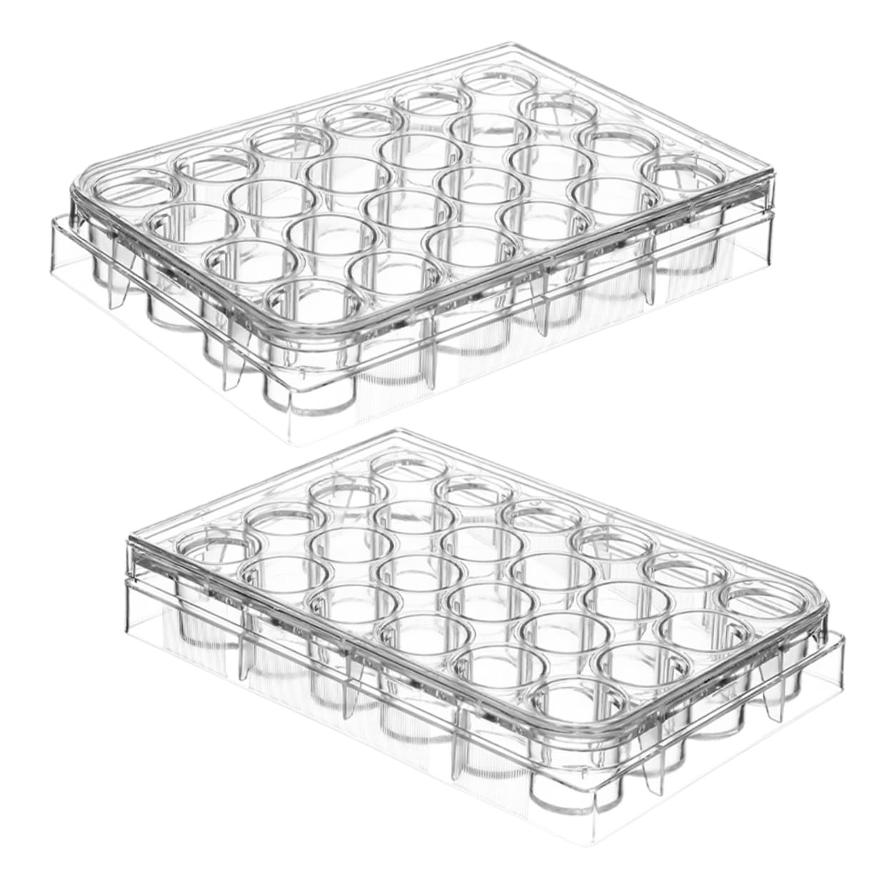 KICHOUSE 2sets Lab Cell Culture Plates 24-Hole Culture Trays Lids for Tissue Cell Laboratory Use 2pcs*2