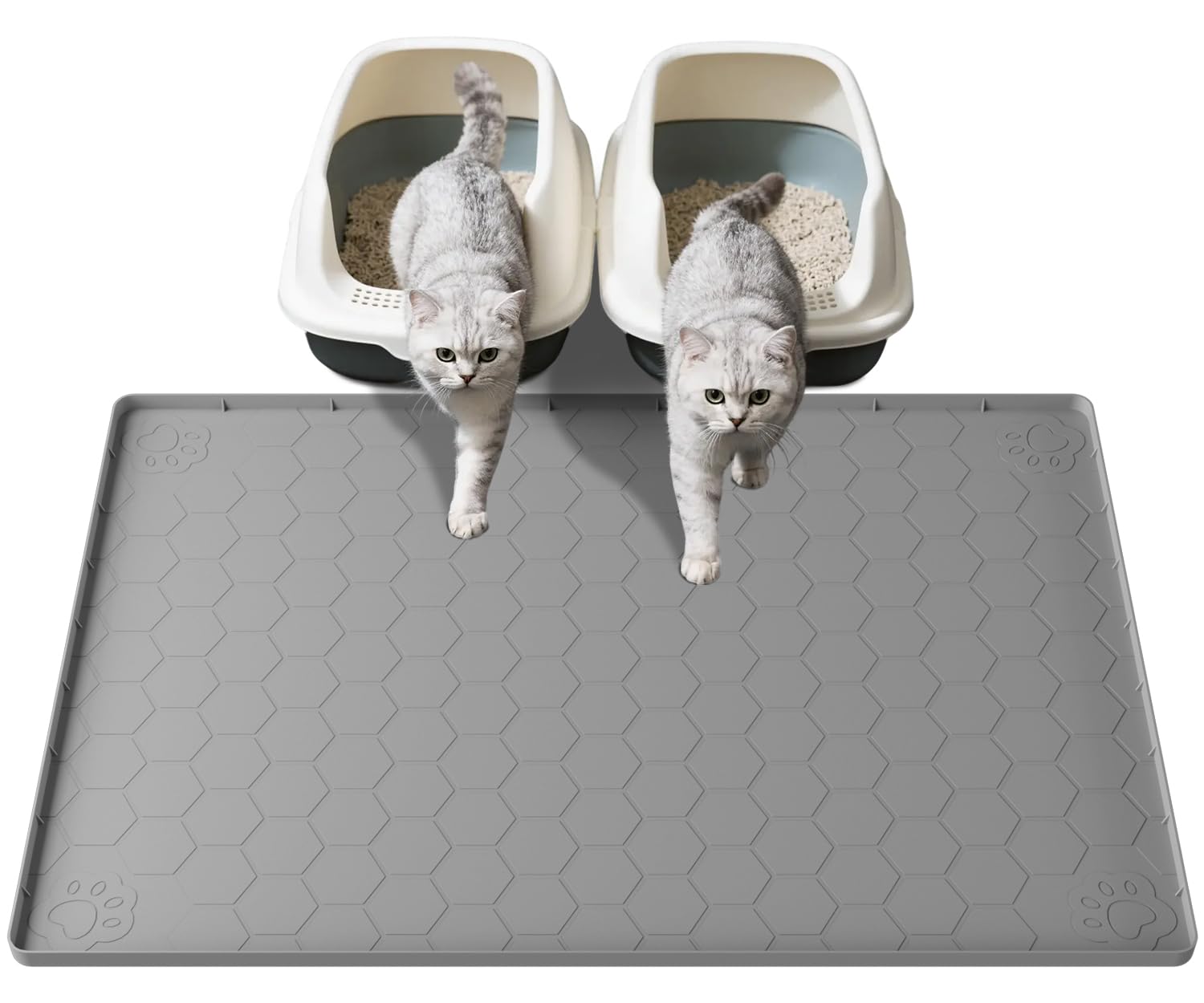 Pawinner Cat Litter Tray Mat Extra Large 40x28 inch, Premium Silicone Pet Litter Tray Mat, Urine and Waterproof Cat Litter Mat Honeycomb, Odourless, Anti- Slip Easy Clean