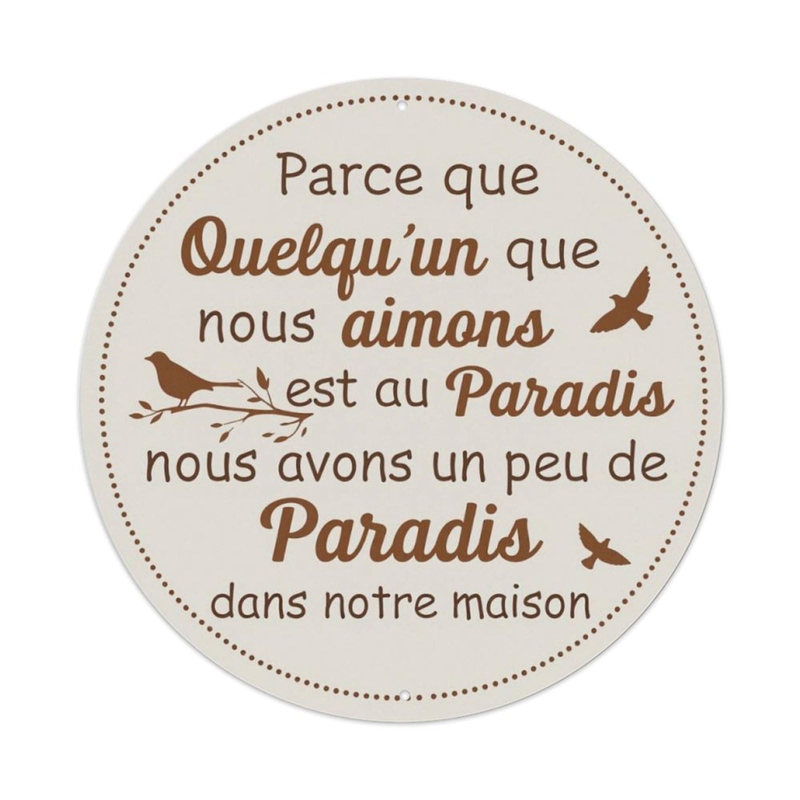 French Memorial Warm Quote Round Decor Sign Vintage Aluminium Metal Sign, Retro Wall Decor for Home, Bar, Garage & Farmhouse 20x20cm