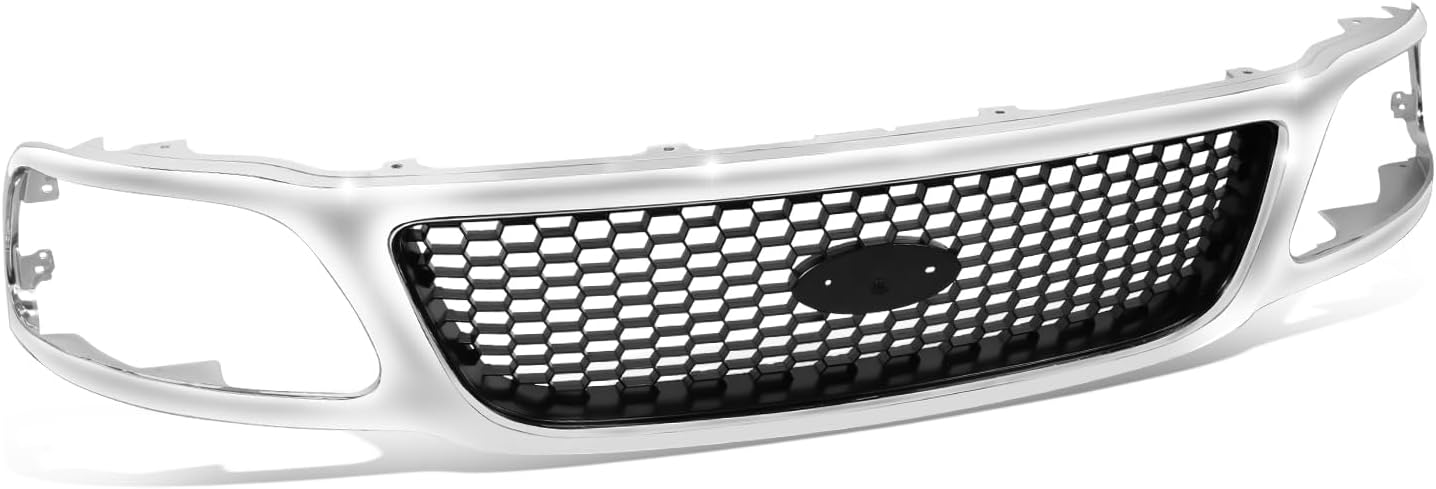 DNA MOTORING OE Style Horizontal Slats Grille Grill, FO1200528, Compatible with 02-03 Ford F150, 04 Heritage, w/Bar, 4Wd 2Wd, Xl/XLT, Shadow Gray, OEM-GR-FO1200528