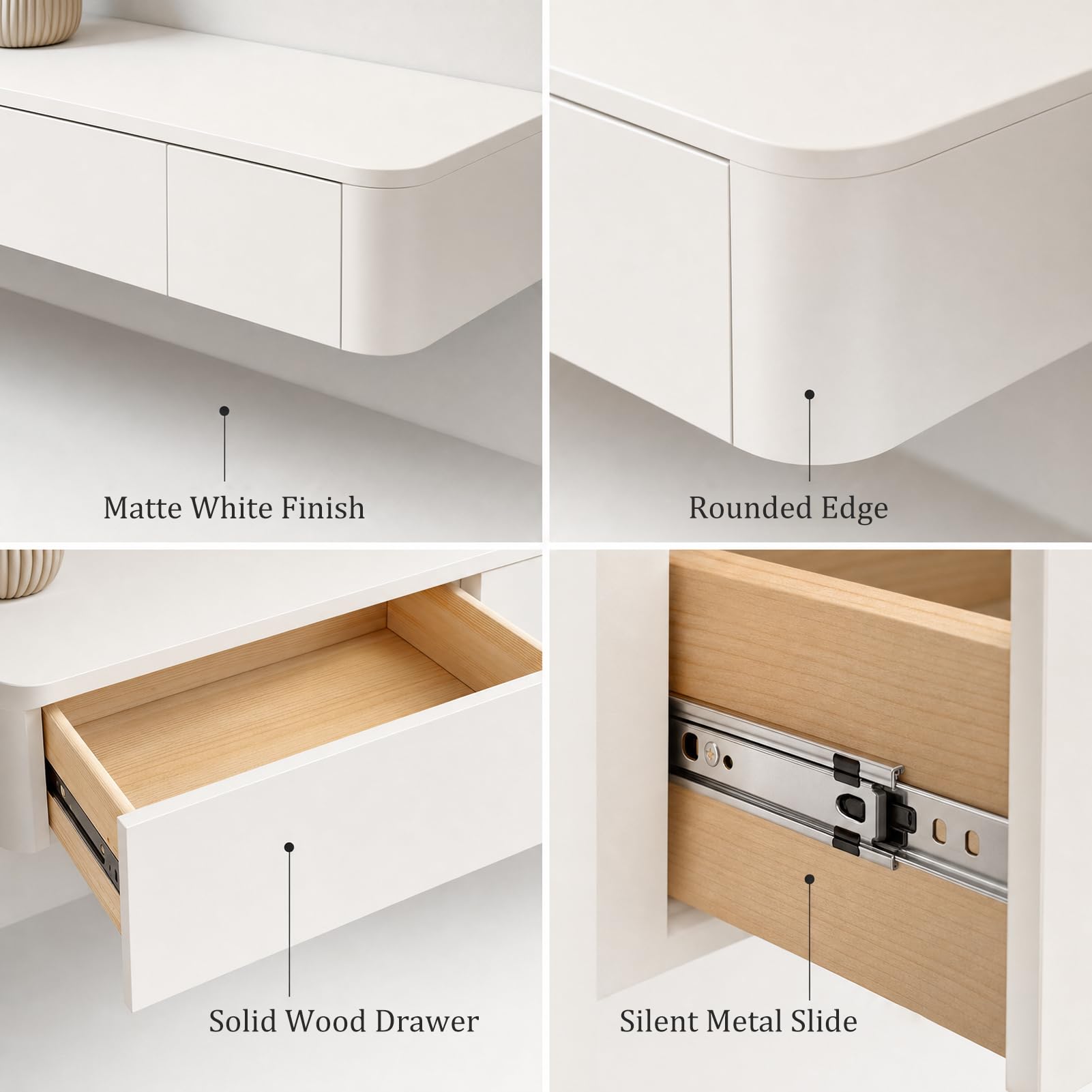 Weiß TV Schrank Schweben,240cm TV Board Hängend,mit 2 Schubladen & 2 Klappen,TV Lowboard Mit Kabelmanagement, TV Tisch für Wohnzimmer und Esszimmer,Einfache Montage