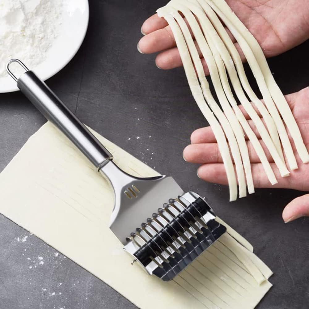9UP® Stainless Steel Noodle Lattice Roller, Handheld Dough Cutter, Creative Manual Noodle Cutter for Kitchen Cooking Tools (Pack of 1) (B0D46V15V2) Amazon Price History, Amazon Price Tracker