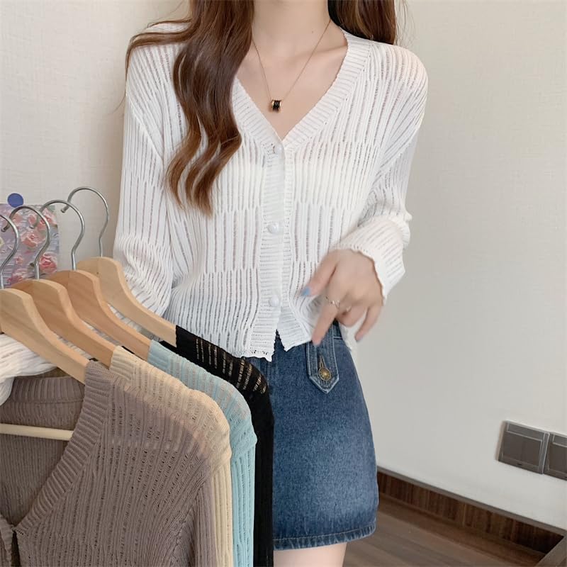 Image of ICW Women's Knitted Ribbed Cardigan Long-Sleeve V-Neck Button-Up Shrug Jacket Top Dn85