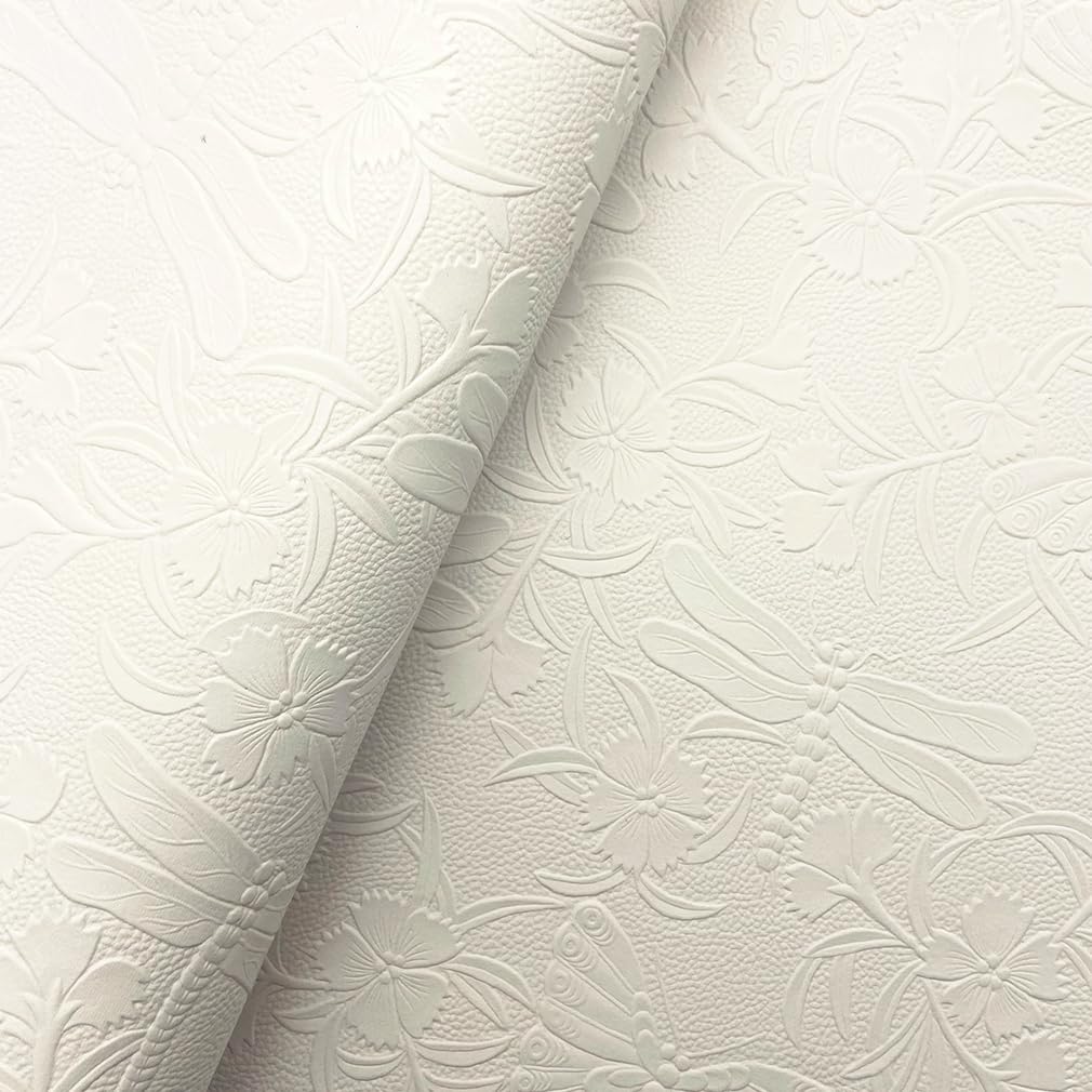 Tłoczone arkusze ze sztucznej skóry do tworzenia kolczyków, torebek, 32 x 137 cm, ważka, motyl, kwiat, sztuczna skóra, do majsterkowania, materiałów do szycia (białe)