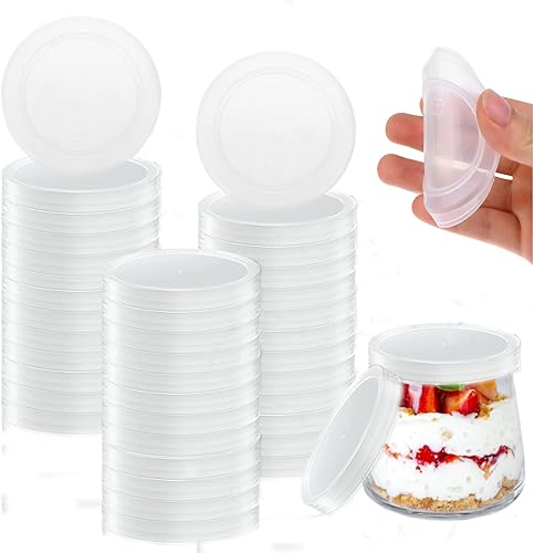 Juego de 40 tapas para tarros de yogur de 264 pulgadas tapas de repuesto de plástico transparente para almacenamiento de alimentos tapas