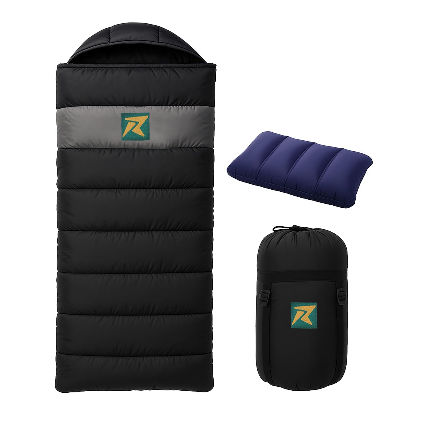 Rocksport Karakoram -5 Degree C to +5 Degree C Sleeping Bag for Adults,Camping, Hiking, Indoor & Outdoor with Extra Fur Lining for Winters l Free Air Pillow & Adventure Pass(Black)