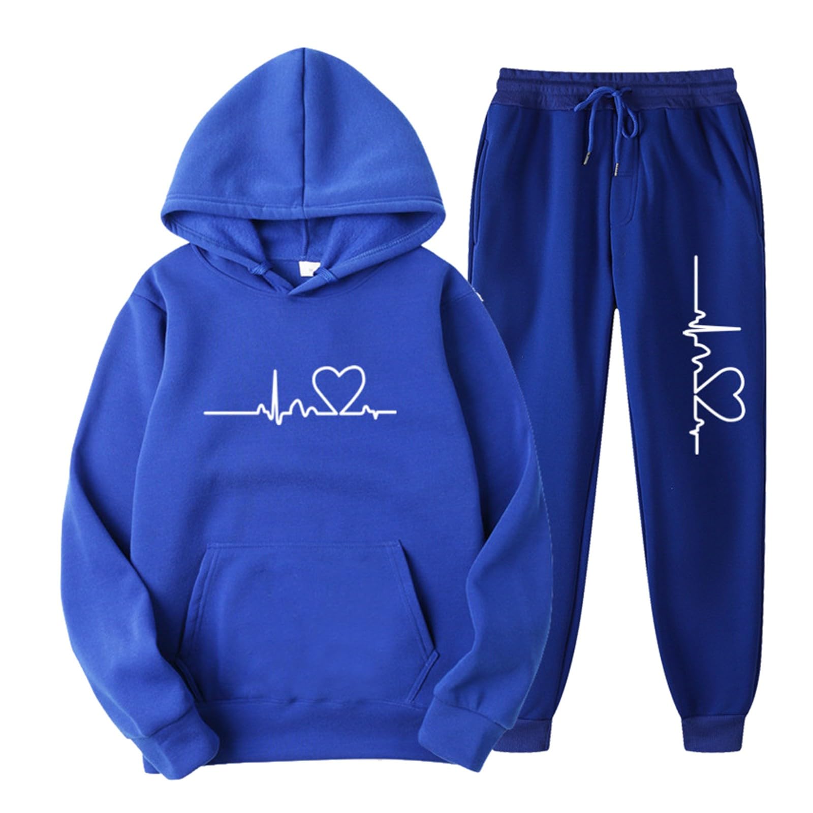 Jogger Sets for Women 2 Piece Set Trendy Heart Printed Plus Size Two Piece Sweatshirt and Sweatpants Sets