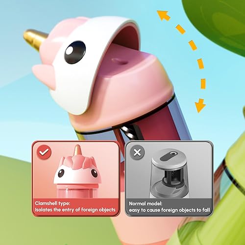 Miniatura 5 de M&G Sacapuntas eléctricos lindos para niños, sacapuntas automático de unicornio operado por USB para niños, estudiantes, hogar, aula, escuela,